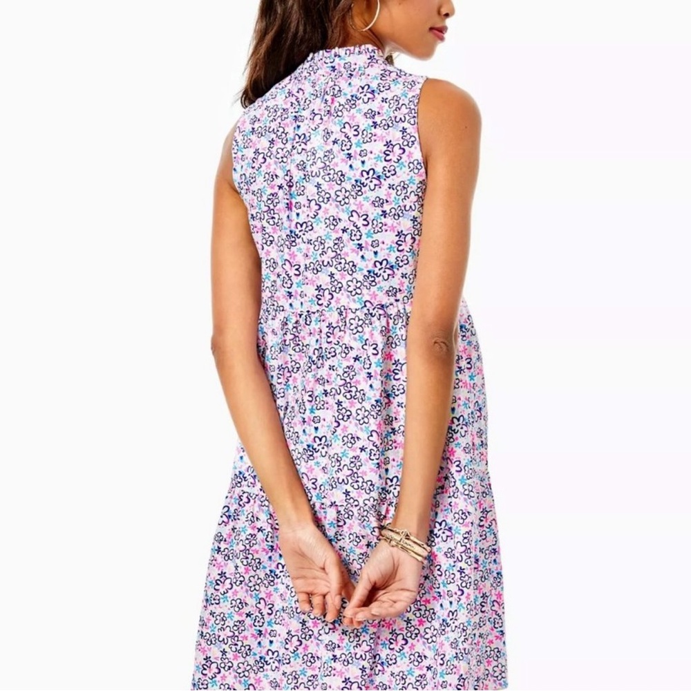 Lilly Pulitzer Womens Novella Tiered Dress Multi Fun Sun Repeat Ditsy Pockets M - Picture 4 of 6